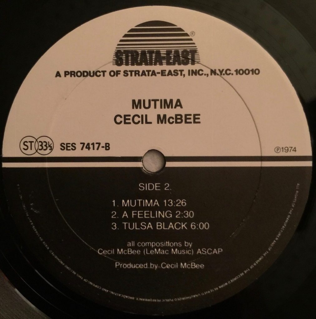 Cecil McBee- Mutima (Strata-East) - The Vinyl Press